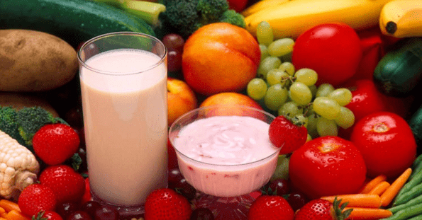 yogurt vegetables and fruit for strength